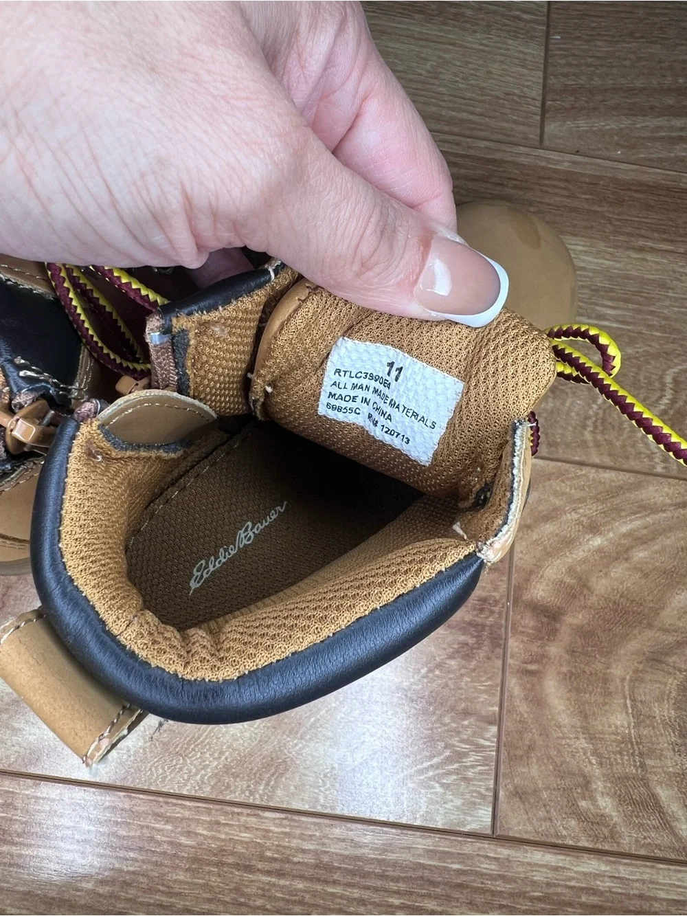Eddie Bauer Kids Tan Lace-Up Side Zip Hiking/Work Boots Size 11